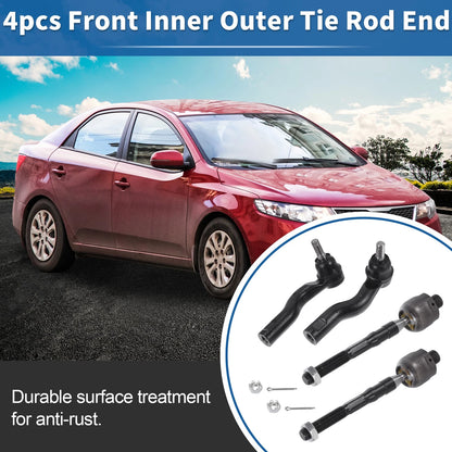 4 x Front Inner Outer Tie Rod Ends for Ford Fusion, Lincoln MKZ (2006-2020)