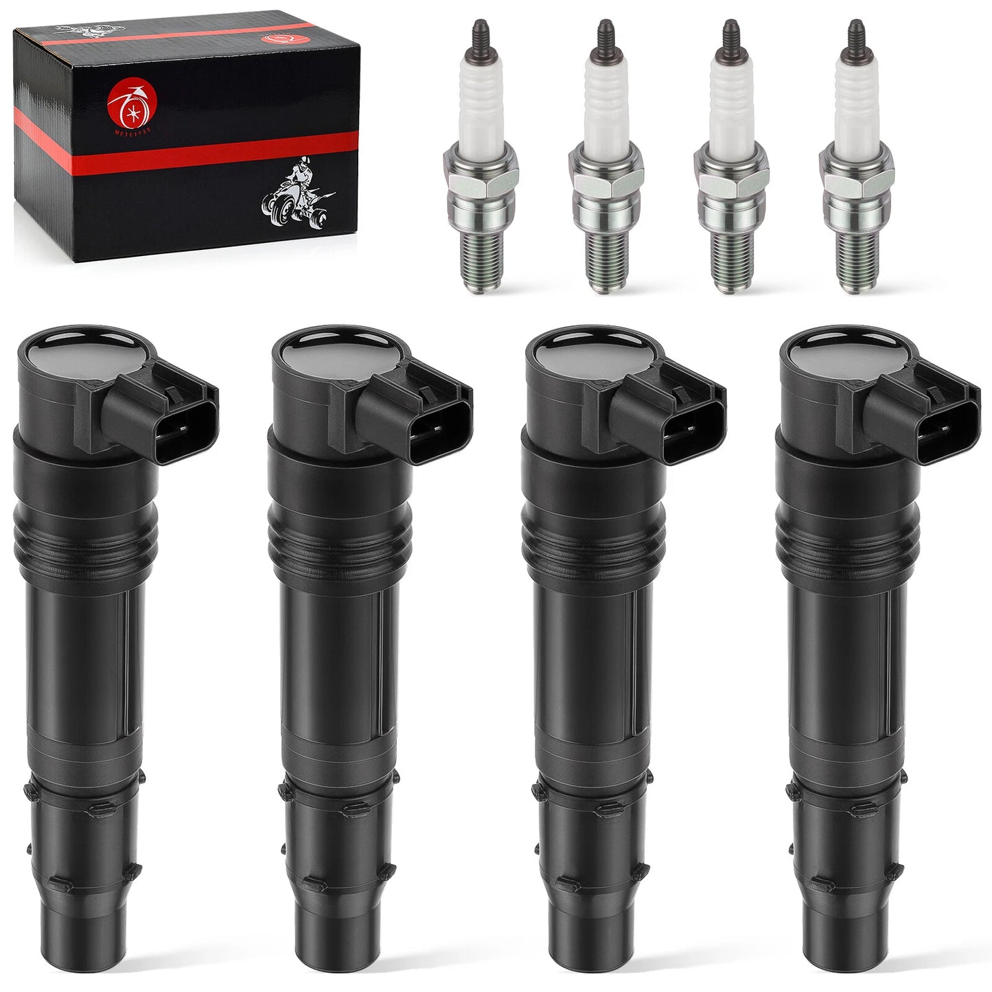4x Ignition Coil Iridium Spark Plug for Kawasaki Ninja ZX-14 ZX-14R ZX-10R (2004–2015)
