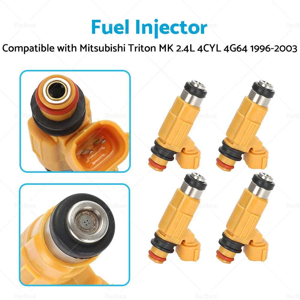 4 x Fuel Injectors for Mitsubishi Triton MK 2.4L 4CYL (1996-2003)