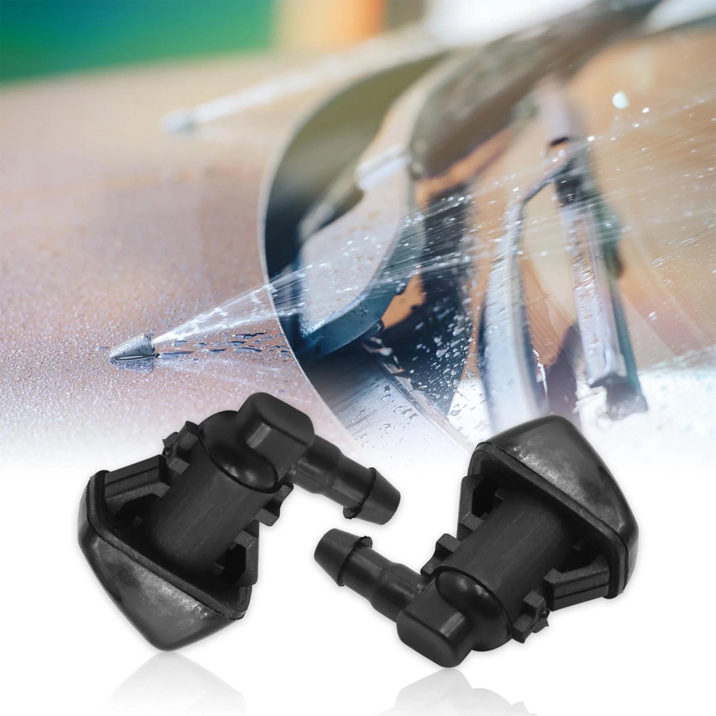 2 x Front Windshield Wiper Nozzles for Ford Focus, Edge, Lincoln (2000-2023)