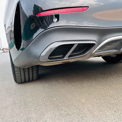 2 x Carbon Look Rear Exhaust Pipe Frame Covers for Benz W214 E260 E300 AMG (2024-)