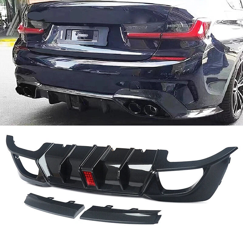 Carbon Fiber Style Rear Diffuser Lip for BMW 3 Series G20 2019-2022