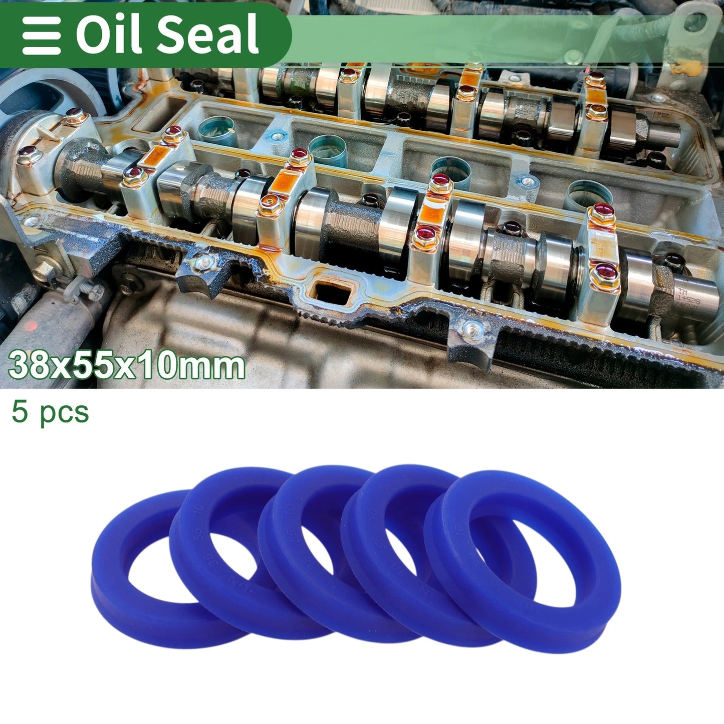 Oil Seal Rotary Shaft Seal TPU 38x55x10mm High Pressure Blue 5 Pcs