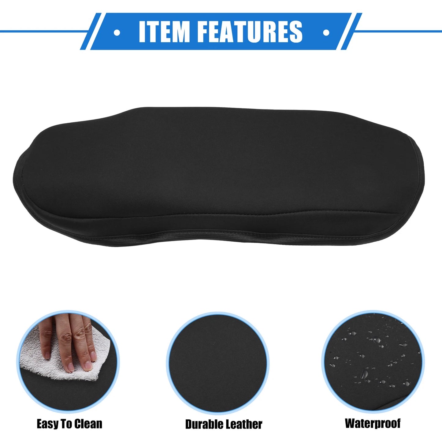 1 x Armrest Protector Cover Pad for Chevy Malibu Black (2016 - 2023)