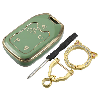 Key Fob Cover Case for GMC Sierra 1500 with Keychain 5 Button Green