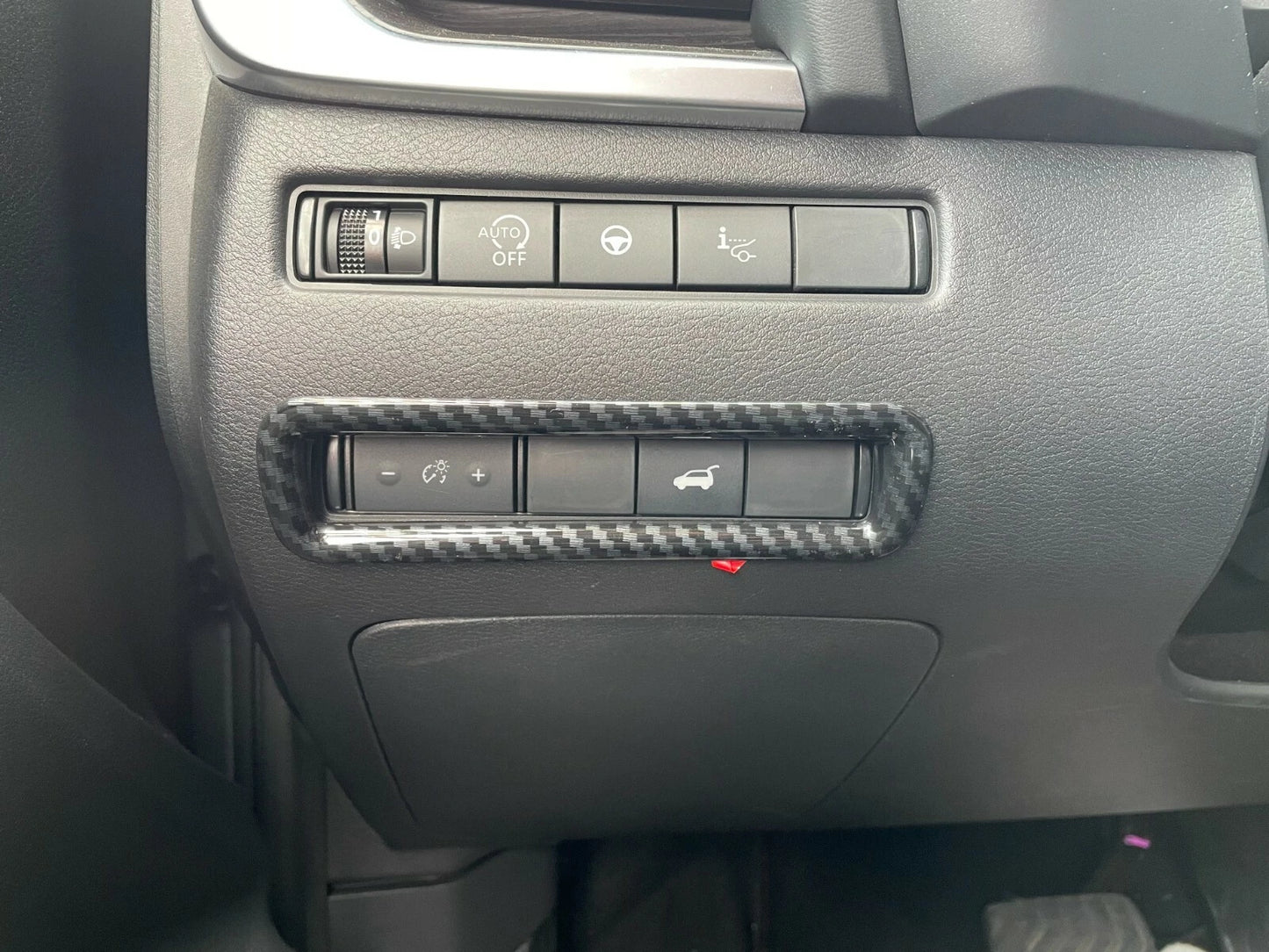 Carbon Fiber Headlight Switch Button Covers for Nissan Rogue (2021-2023) 2 x PCS
