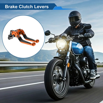 Short/Long Brake Clutch Levers 2 x for Kawasaki Versys 650 Orange Black