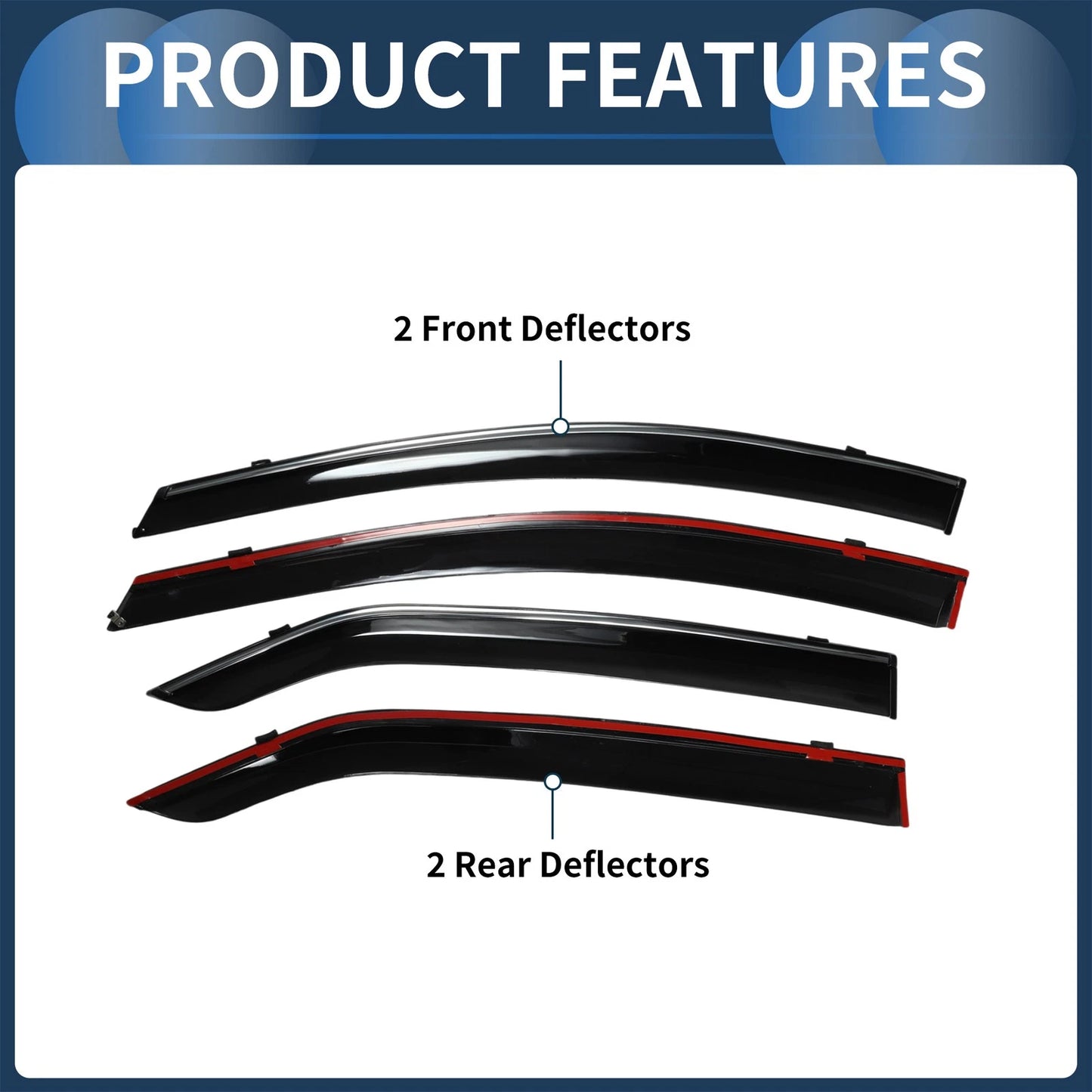 Window Deflectors for Toyota Corolla 2014 Side Window Vent Visors Black 1 Set