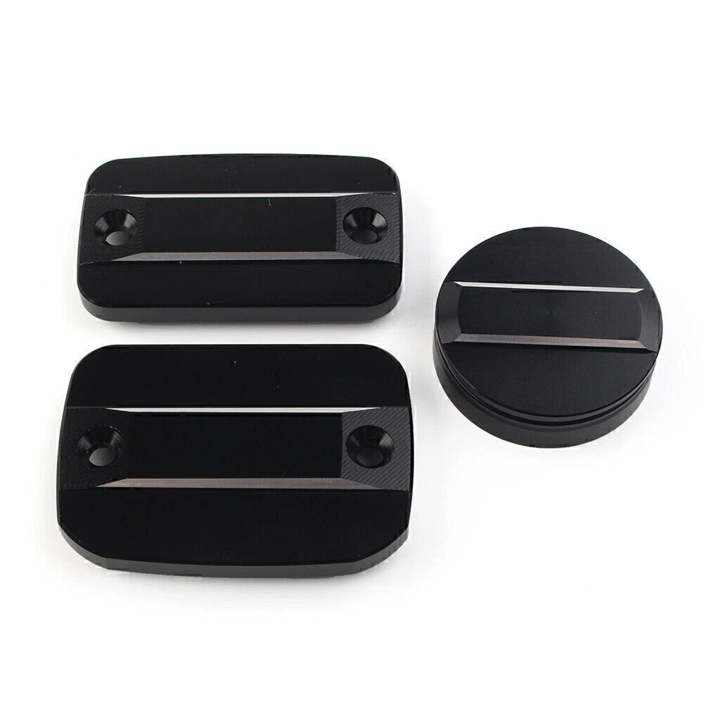 Black Front Brake Clutch Fluid Reservoir Cap & Rear Brake Cover for Scrambler 1100