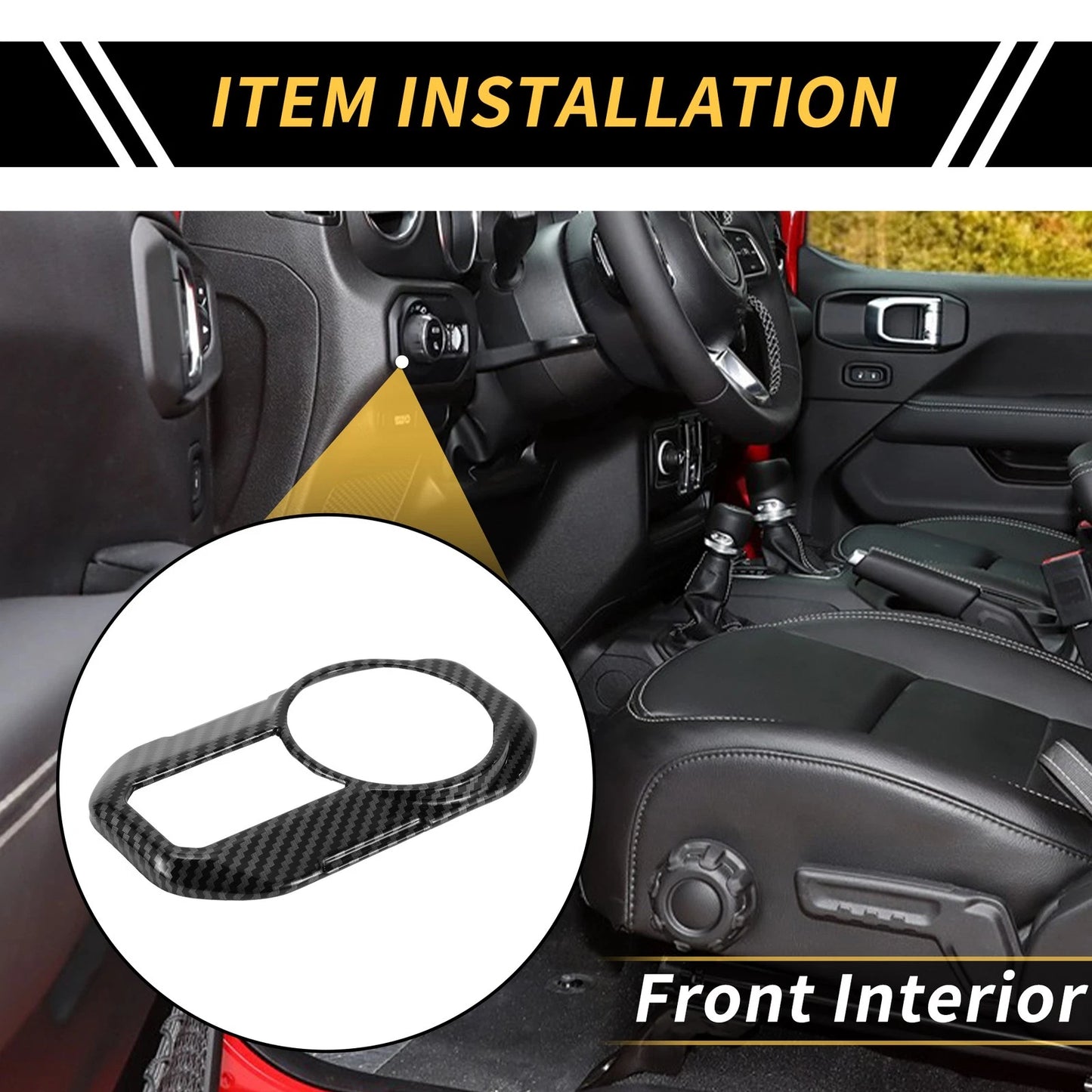 Carbon Fiber Headlight Button Panel Cover for Jeep