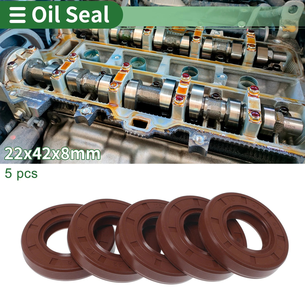 Oil Seal 22x42x8mm Brown FKM Seal Ring for Make Model