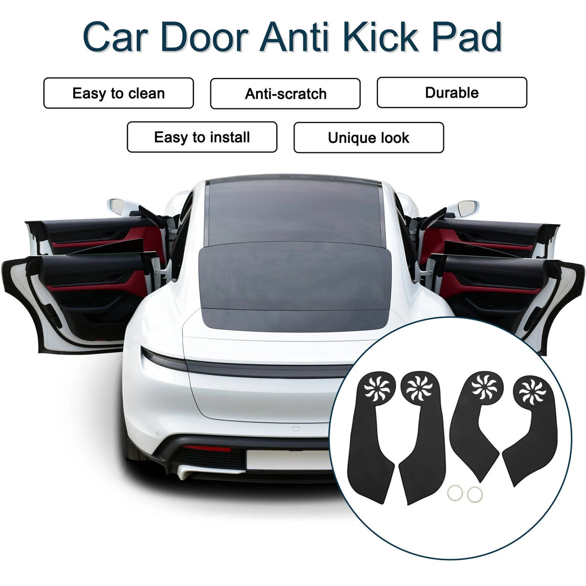 Car Door Anti Kick Pad Sticker Protector for Toyota RAV4 (2004-2012) Black 1 Set