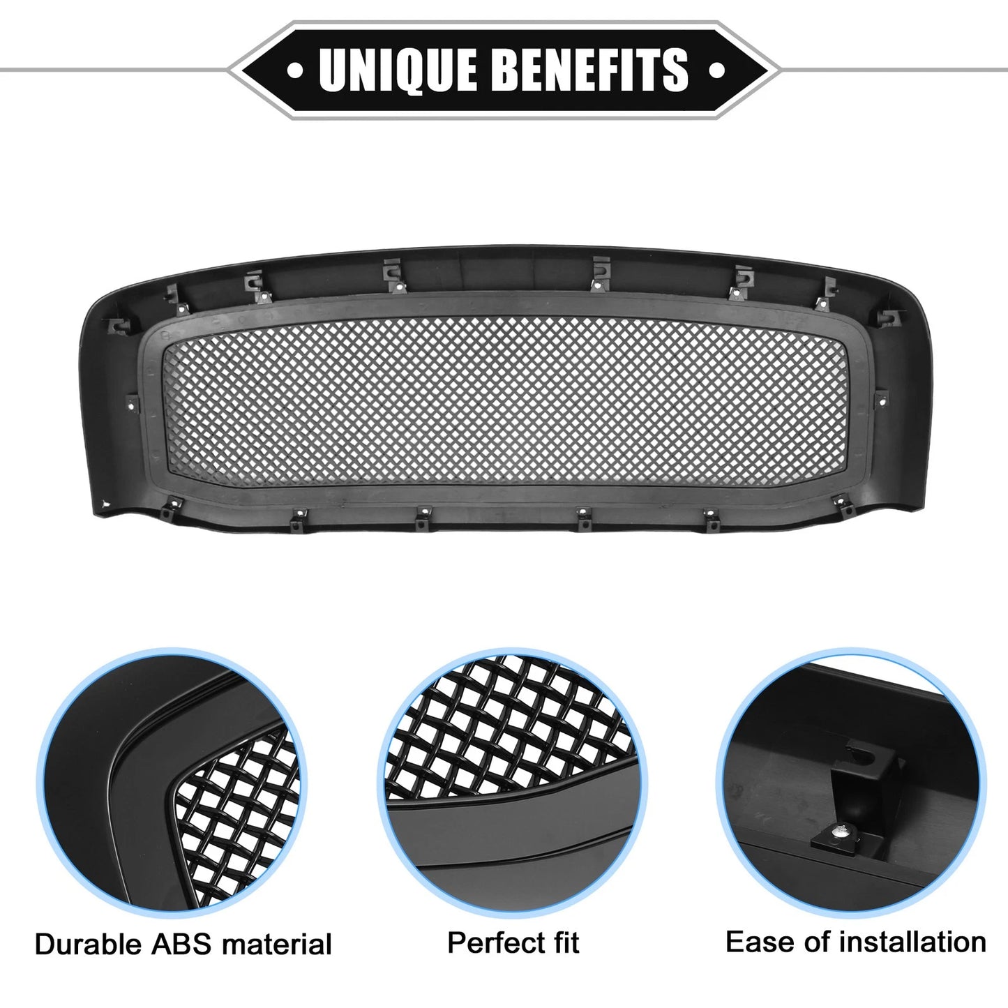 Front Grille Assembly for Dodge Ram 3500 (2006 - 2009) Gloss Black