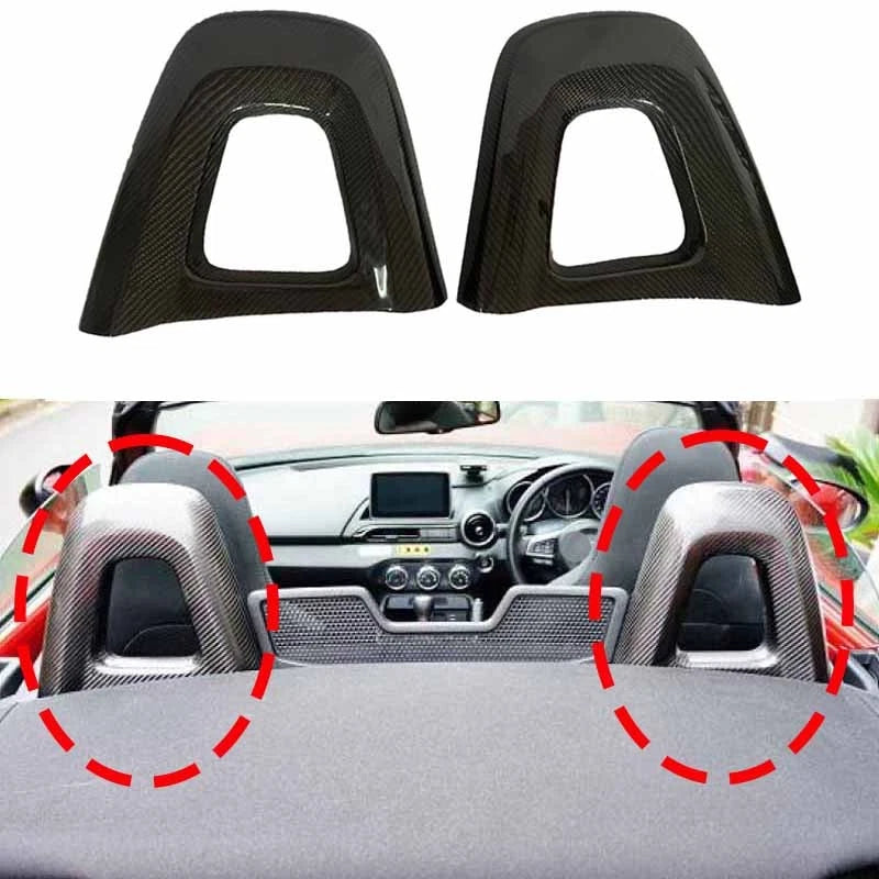 Carbon Fiber Stick-on Seat Roll Over Head Cover Trim for Mazda MX-5 Miata ND 16+