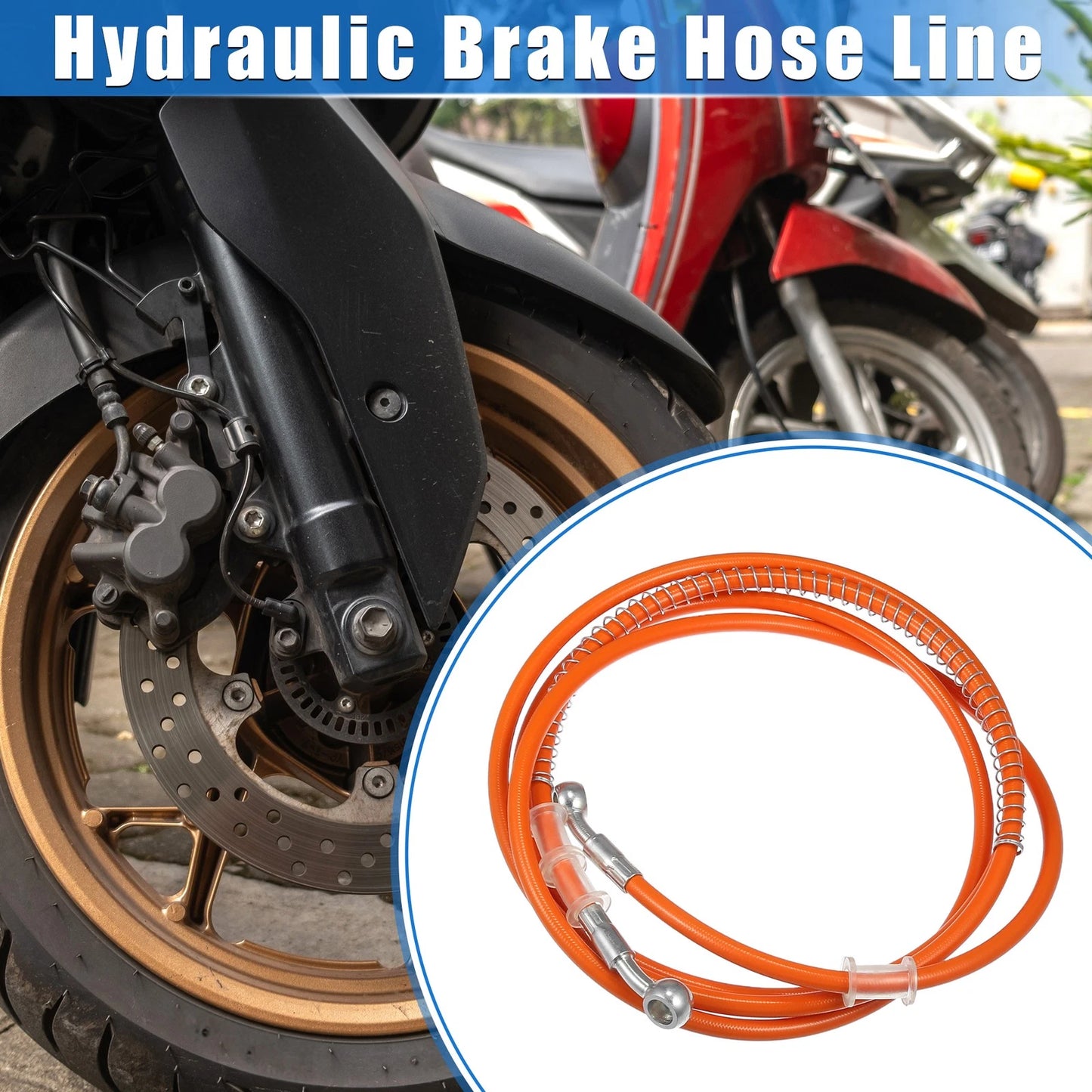 Hydraulic Brake Hose Line Orange 240cm 94.49in 10mm 0.39in for Motorcycle