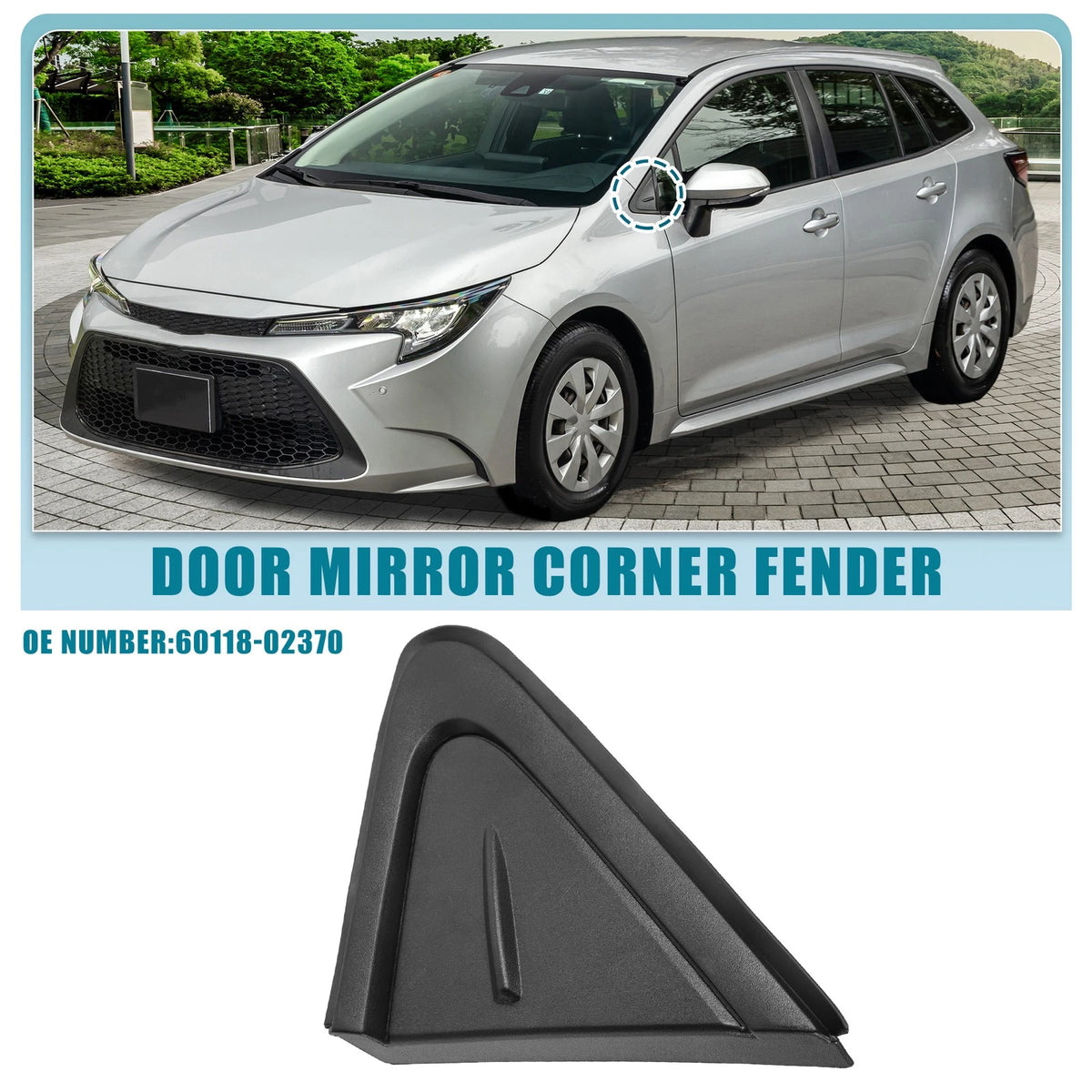 Front Left Door Mirror Corner Fender Cover for Toyota Corolla (2019–2021)
