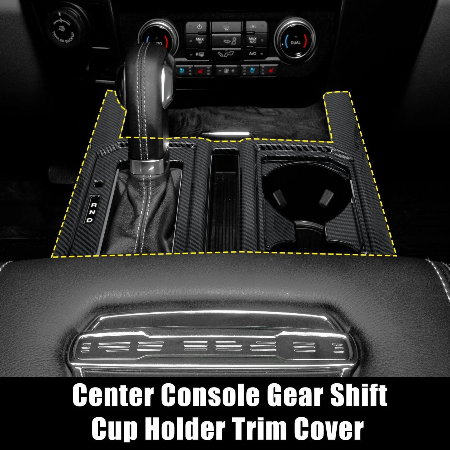 Center Console Gear Shift Cup Holder Trim Cover for Ford F-150 (2015-2019)