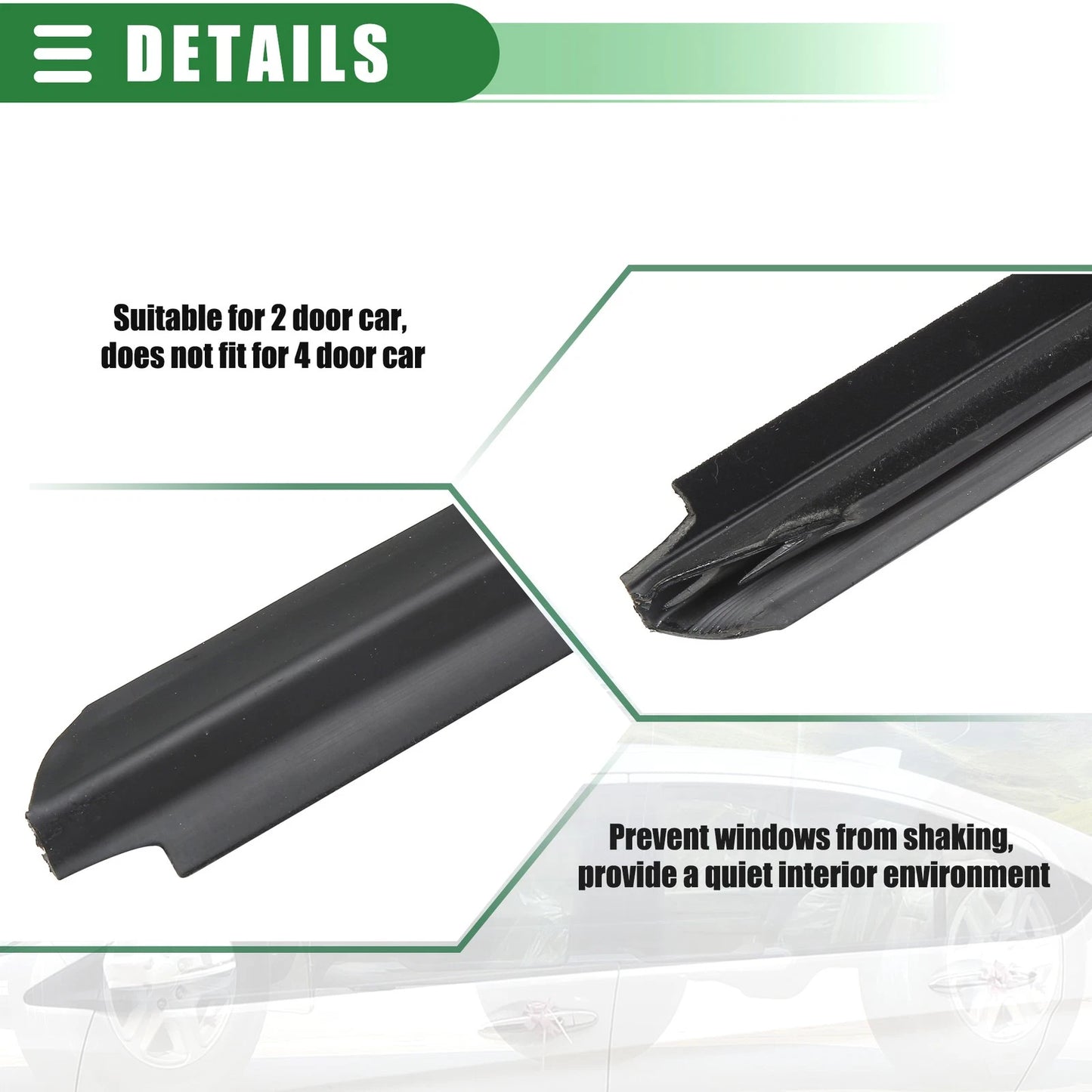 Rear Left Right Door Window Belt Weatherstrip for Ford F-250 (1999-2016)