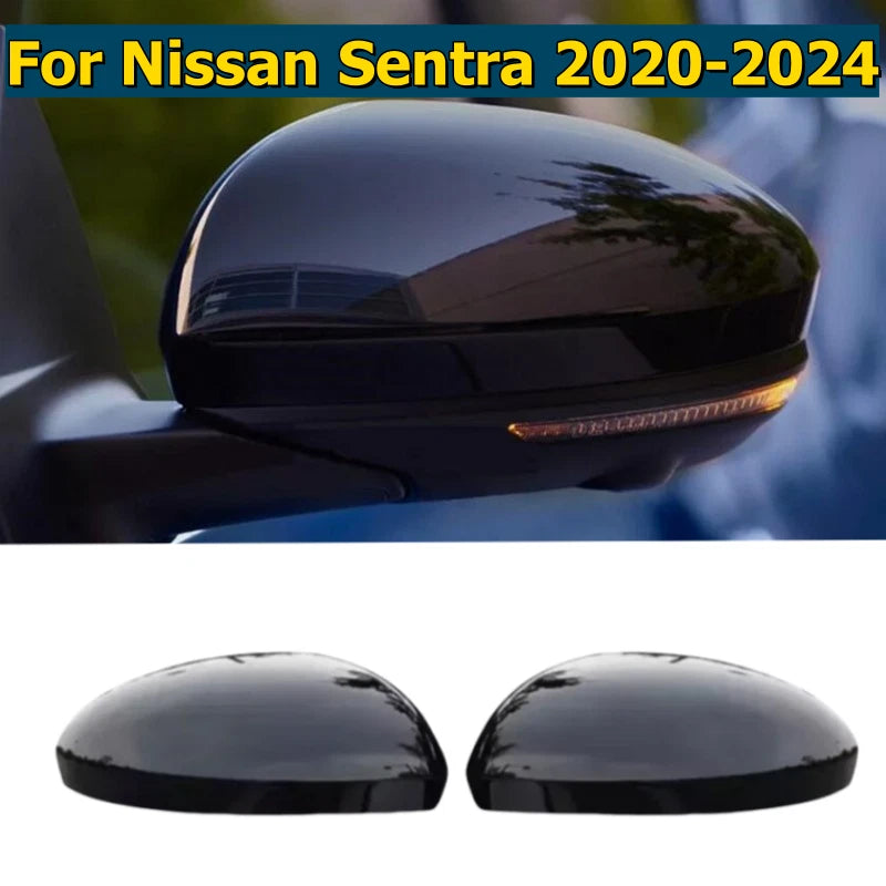 Glossy Black Side Rearview Mirror Cover Cap for Nissan Sentra (2020–2024)