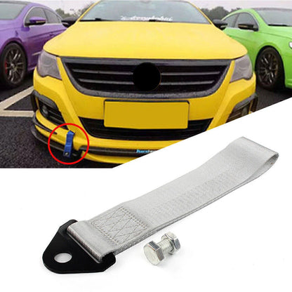 Racing Car Towing Strap for Universal Rear/Front Bumper - Gray