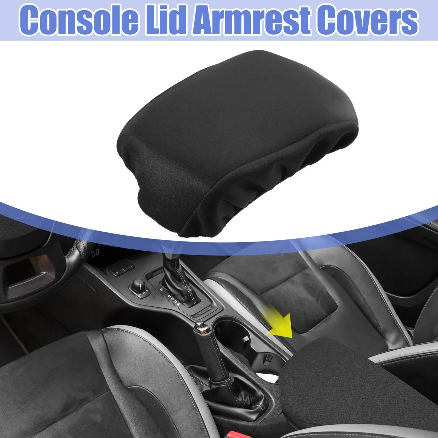 Black Center Console Cover Pad for Ford Ranger (2019-2020)