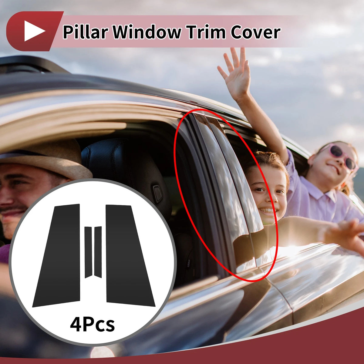 4 Pcs Car Door Pillar Window Trim for Mercedes-Benz CLS (2017-2019) Black