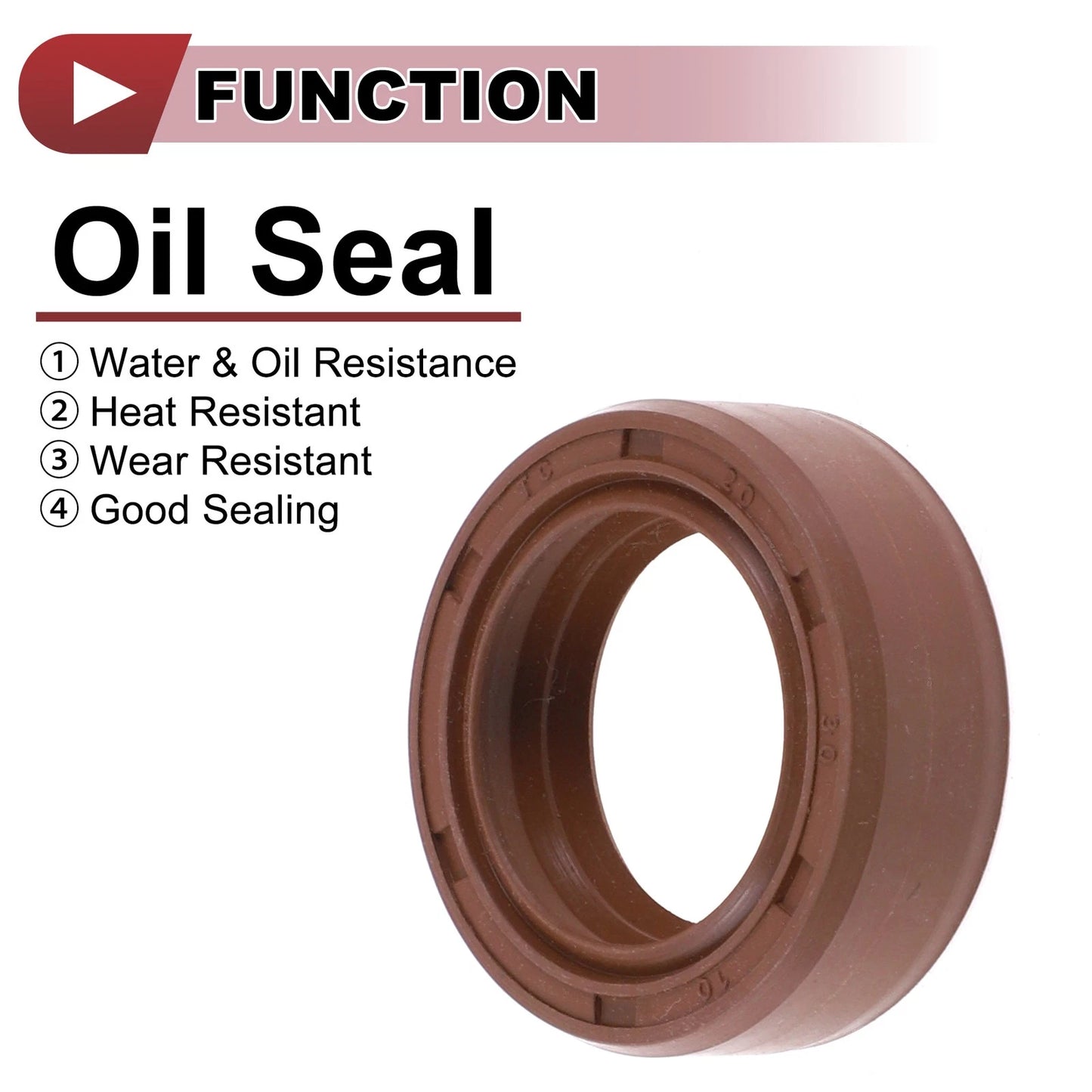 Oil Seal 2 x Seal Ring Rotary Shaft Seal FKM Rubber 20x30x10mm Brown