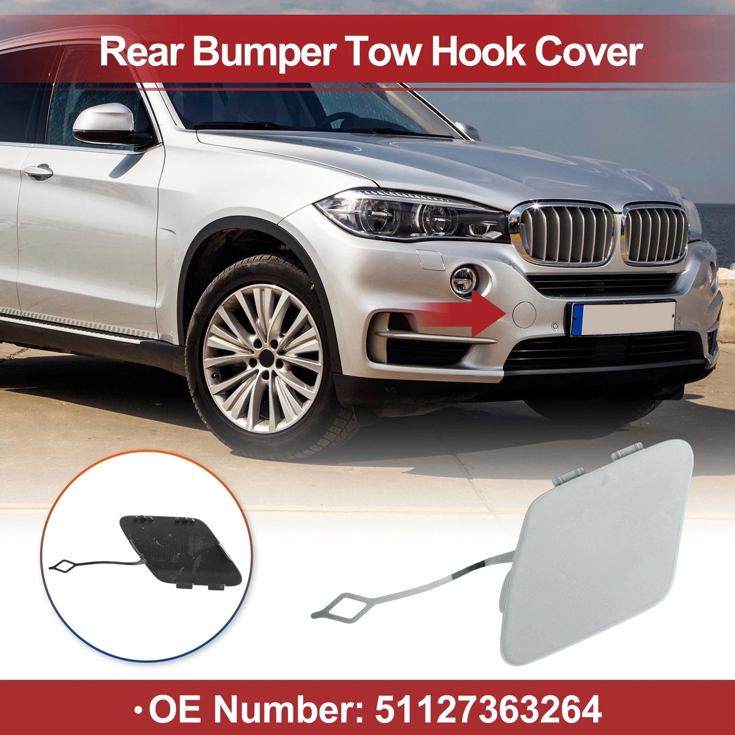 Rear Bumper Tow Hook Cover for BMW 428i (2014-2016) Silver Tone