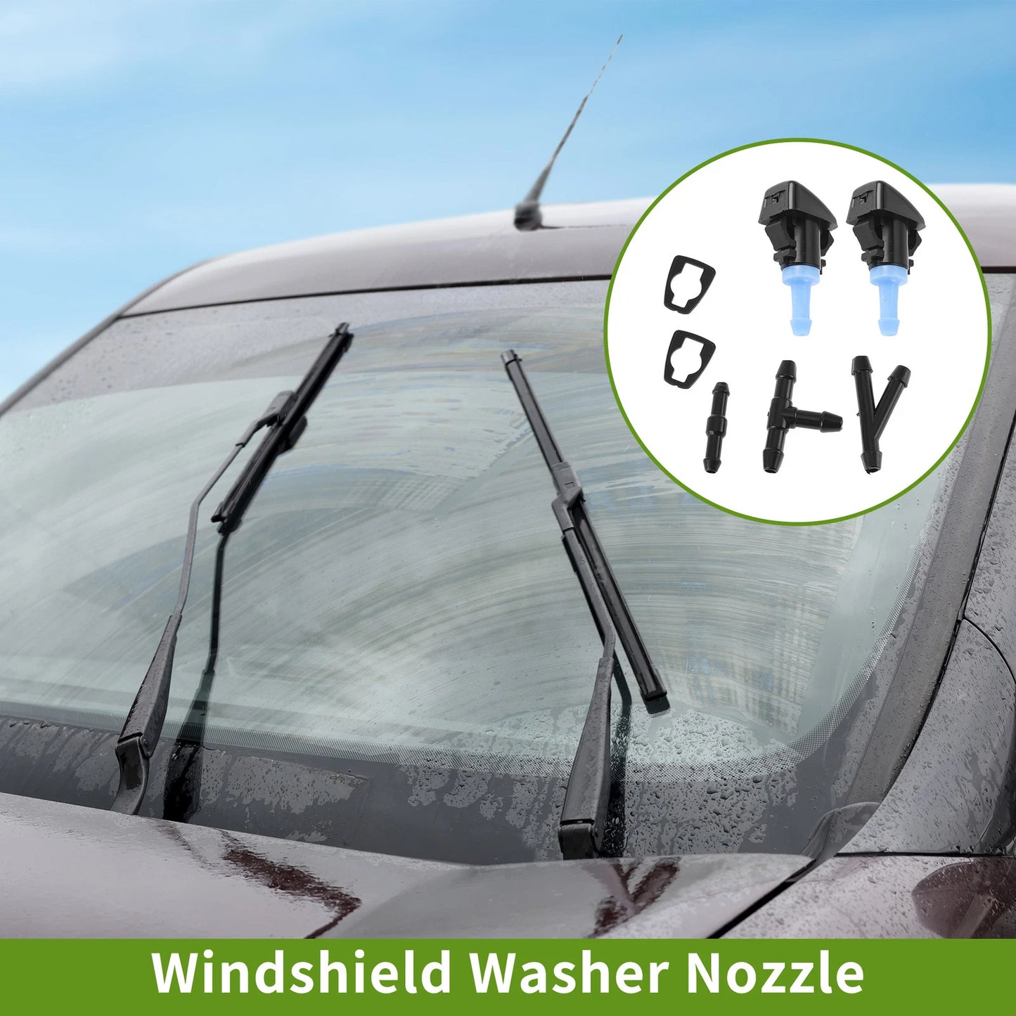 Windshield Washer Nozzle w/ Hose Connector for Jeep