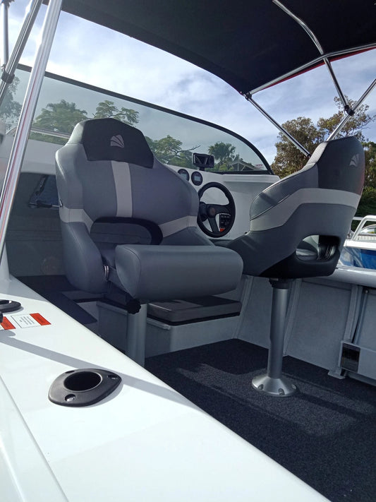 Sports Bucket Boat Seat with Bolster Black Carbon/Grey for Relaxn x 2 Seats