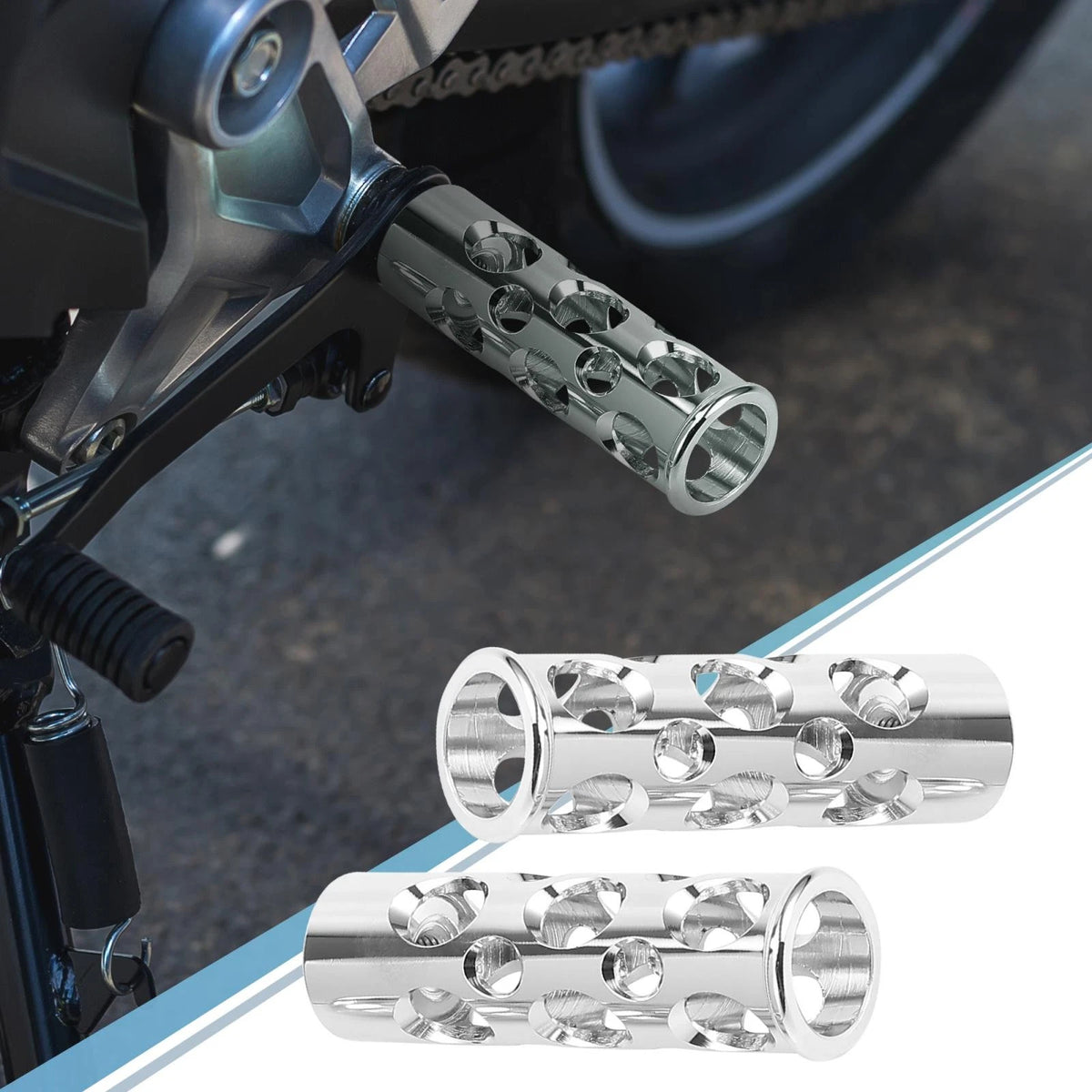 Rearsets / 8mm Aluminum / Footpeg Footrest Silver Tone for Aolly Motorcycle