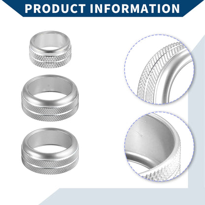 AC Radio Switch Knob Cover Ring for Toyota Supra (2018-2022) - 3 x Silver Tone