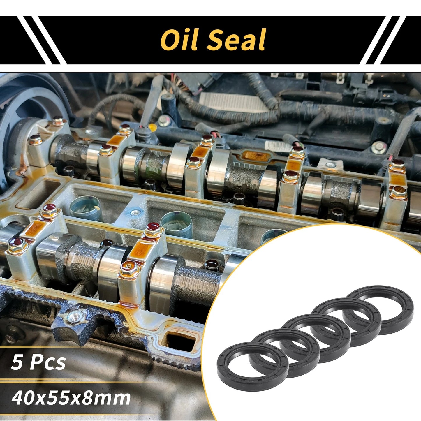 Oil Seal Rotary Shaft Seal NBR Rubber 40x55x8mm 5 Pcs
