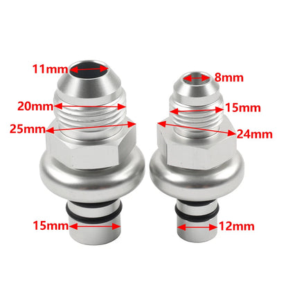 Silver Straight Fuel Rail Fitting Adapter Kit for Ford Mustang (1986-1998)