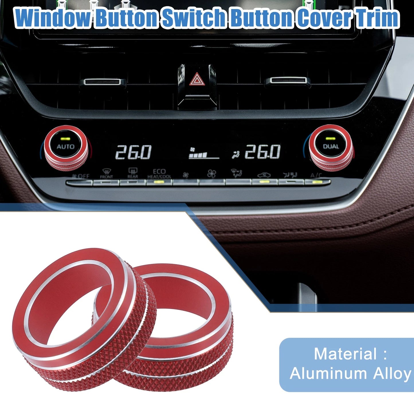 2 x AC Control Switch Knob Cover Trim for Toyota Corolla (2020–2022)