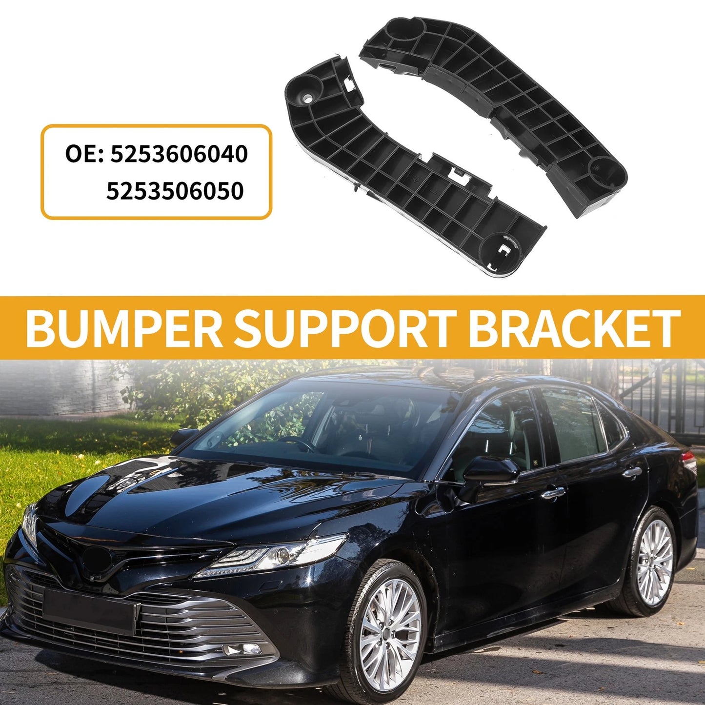 Bumper Support Bracket 1 Pair for Toyota Camry (2007) Black