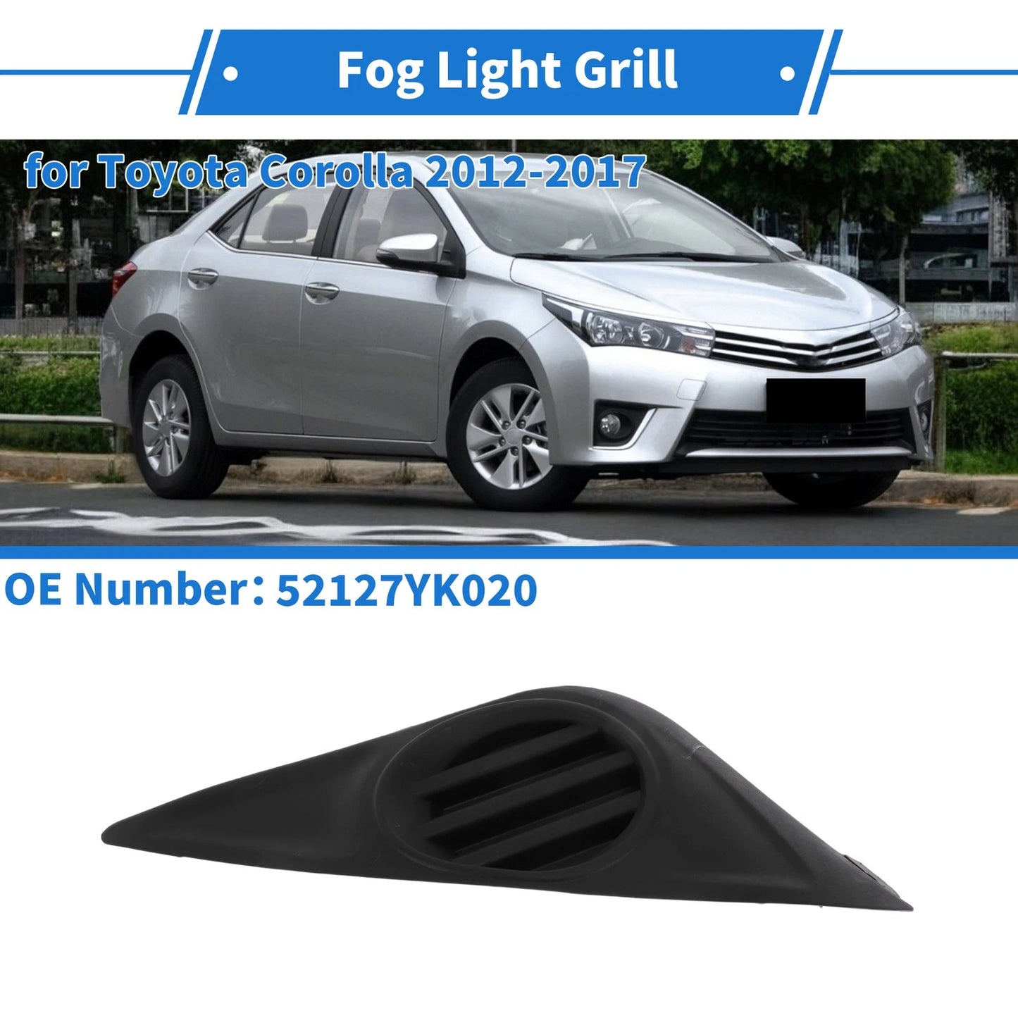 Front Right Fog Light Grill for Toyota Corolla (2012–2017)