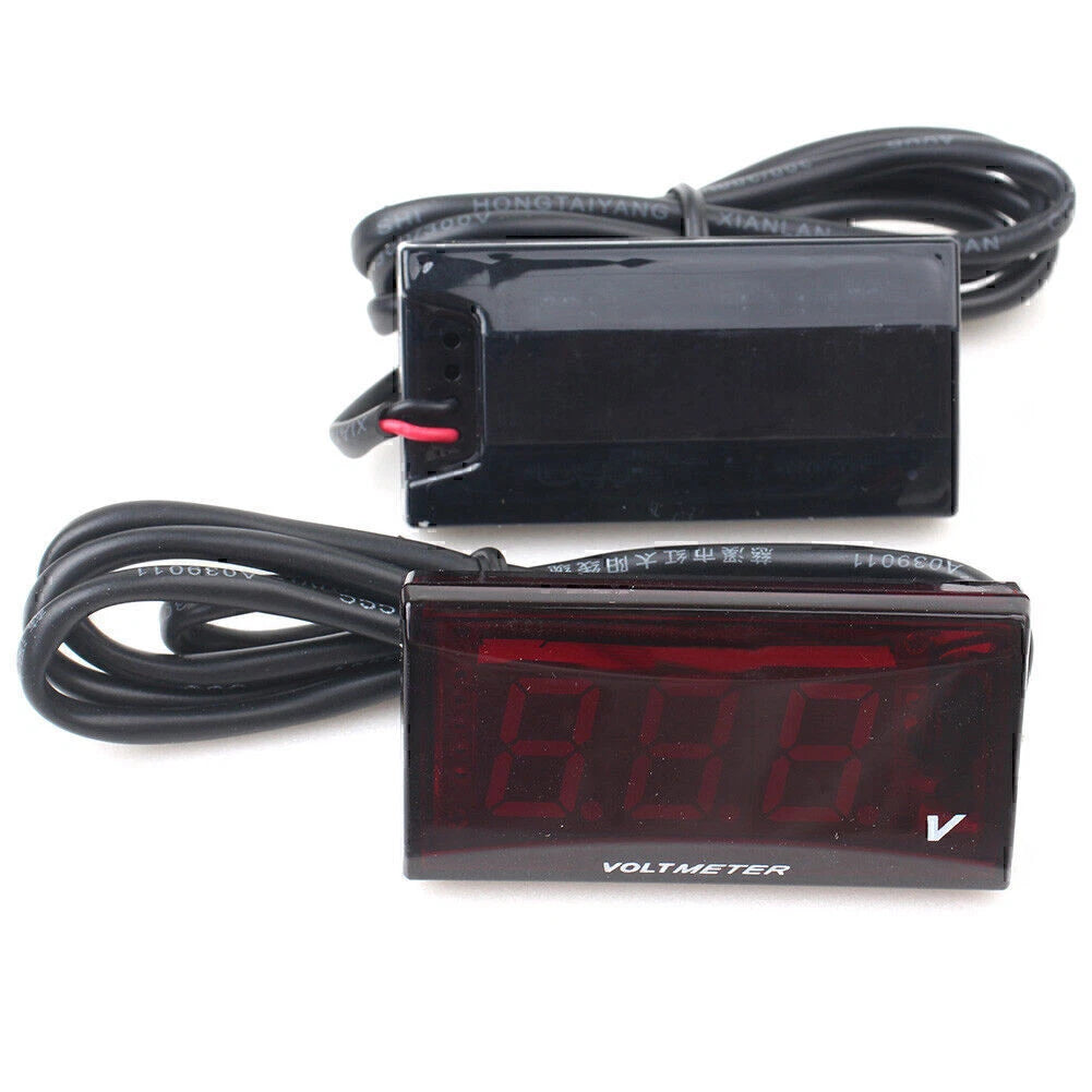 Mini LED Digital Voltmeter Gauge for Universal Vehicles - Red/Blue