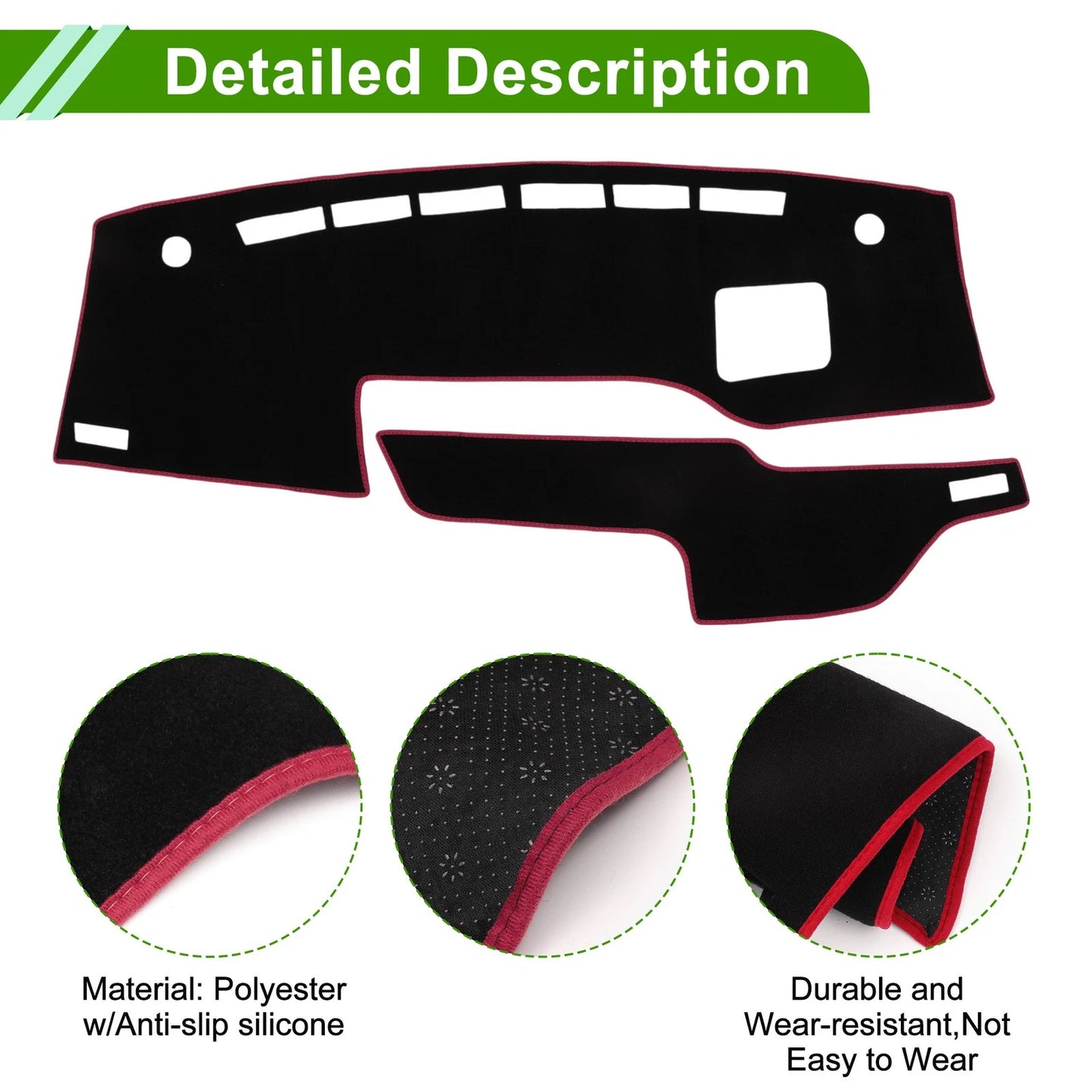 Dashboard Cover Mat for Suzuki Solio (2021-2024) Black Red 1 Set