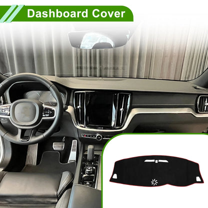 Dashboard Cover Mat for Volvo S60 V60 XC60 Sun Protector Black Red (2011-2023)