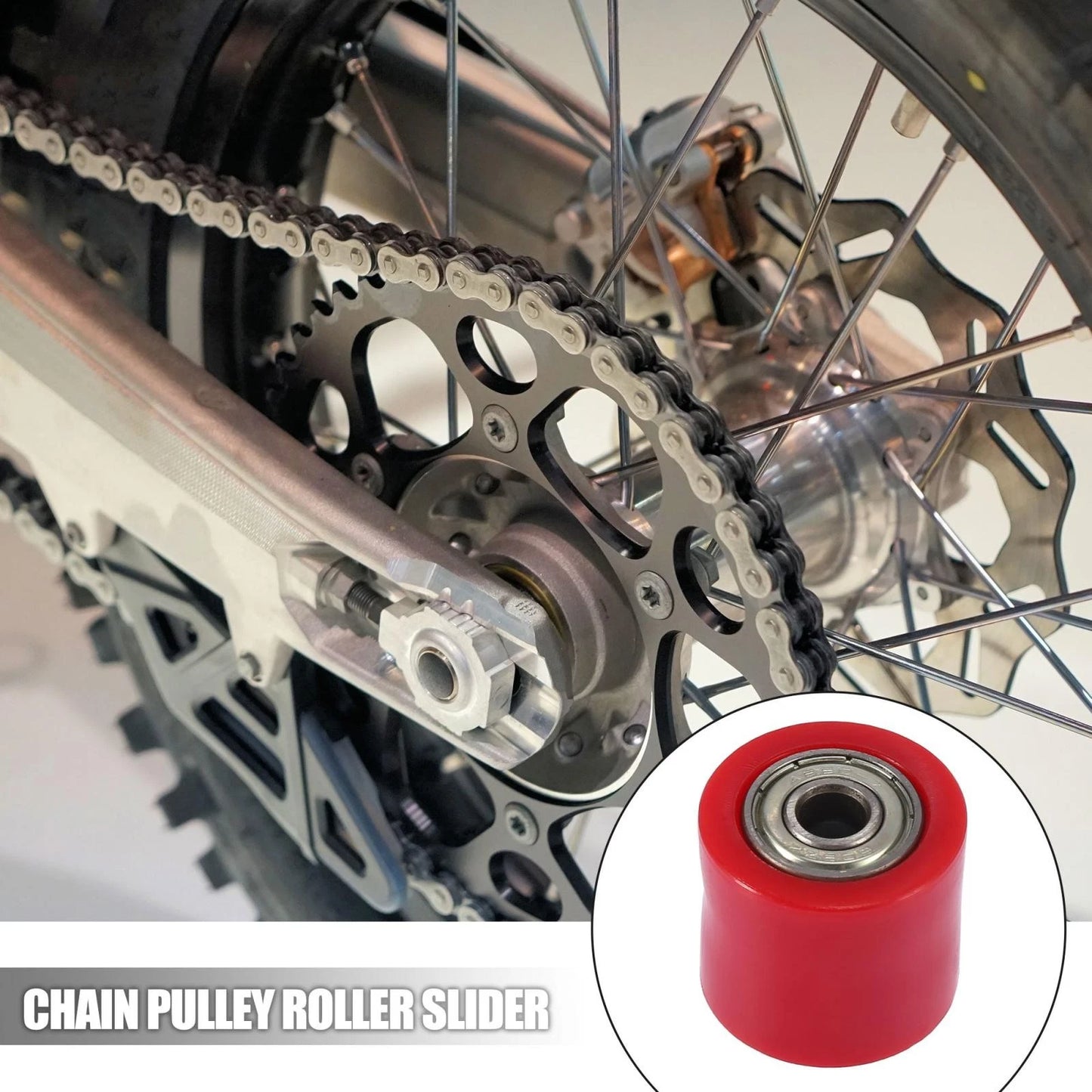 1x 8mm Chain Pulley Roller Slider Wheel Guide Red for Motorcycle
