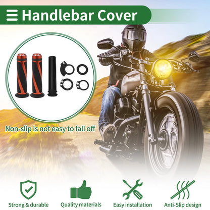 Hand Grips Cover Kit 7/8 22mm for Motorcycle Black Orange