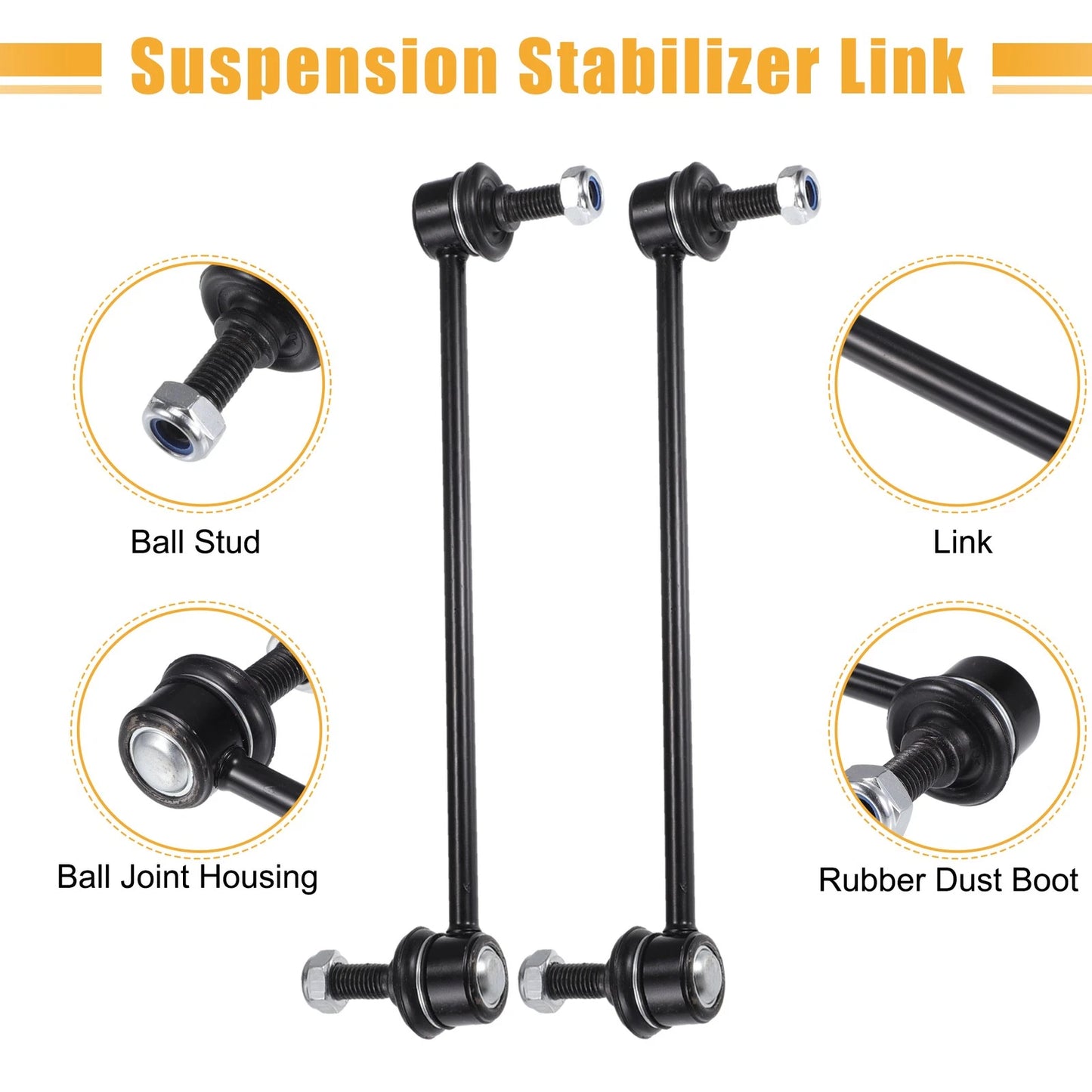 2 x Front Stabilizer Sway Bar Links for Fiat 500X, Jeep Compass (2016-2019)