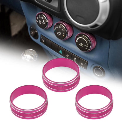 3 x Air Conditioner Switch Knob Cover Rings for Jeep Dodge