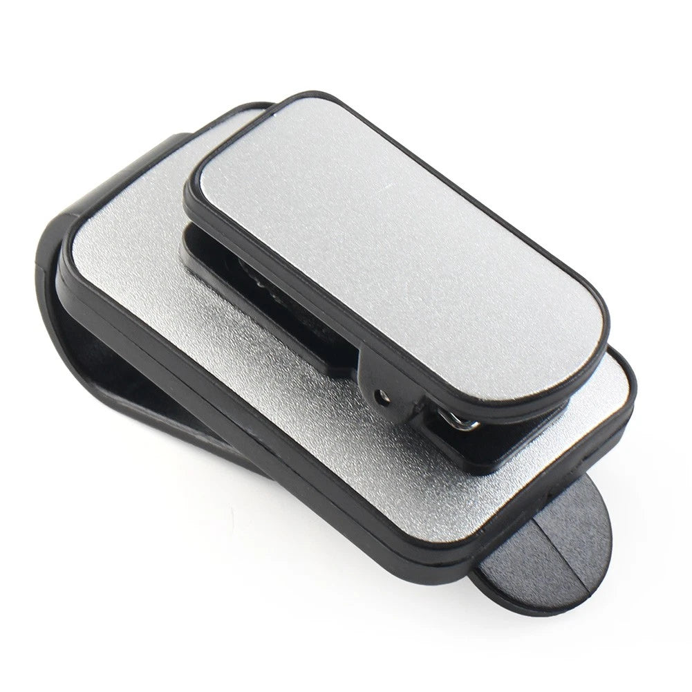 Black & Silver Sun Visor Clip Holder for Reading Glasses & Sunglasses