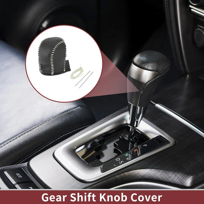 1 Set Pebbled Black Beige Gear Shift Knob Cover for Acura TL (2009-2014)
