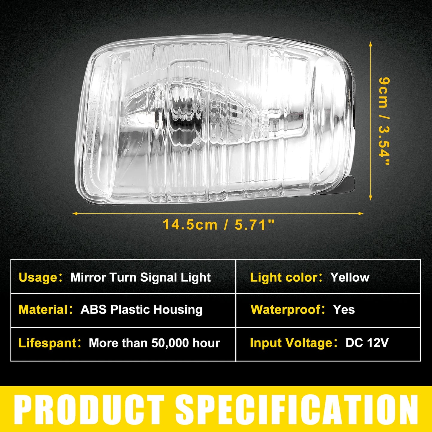 Front Left Side Mirror LED Turn Signal Light for Ford Transit (2014-2023)