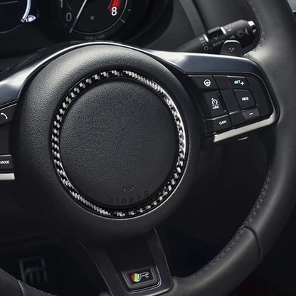 Real Carbon Fiber Steering Wheel Center Logo Trim fit For Jaguar XE XF 2016-2019