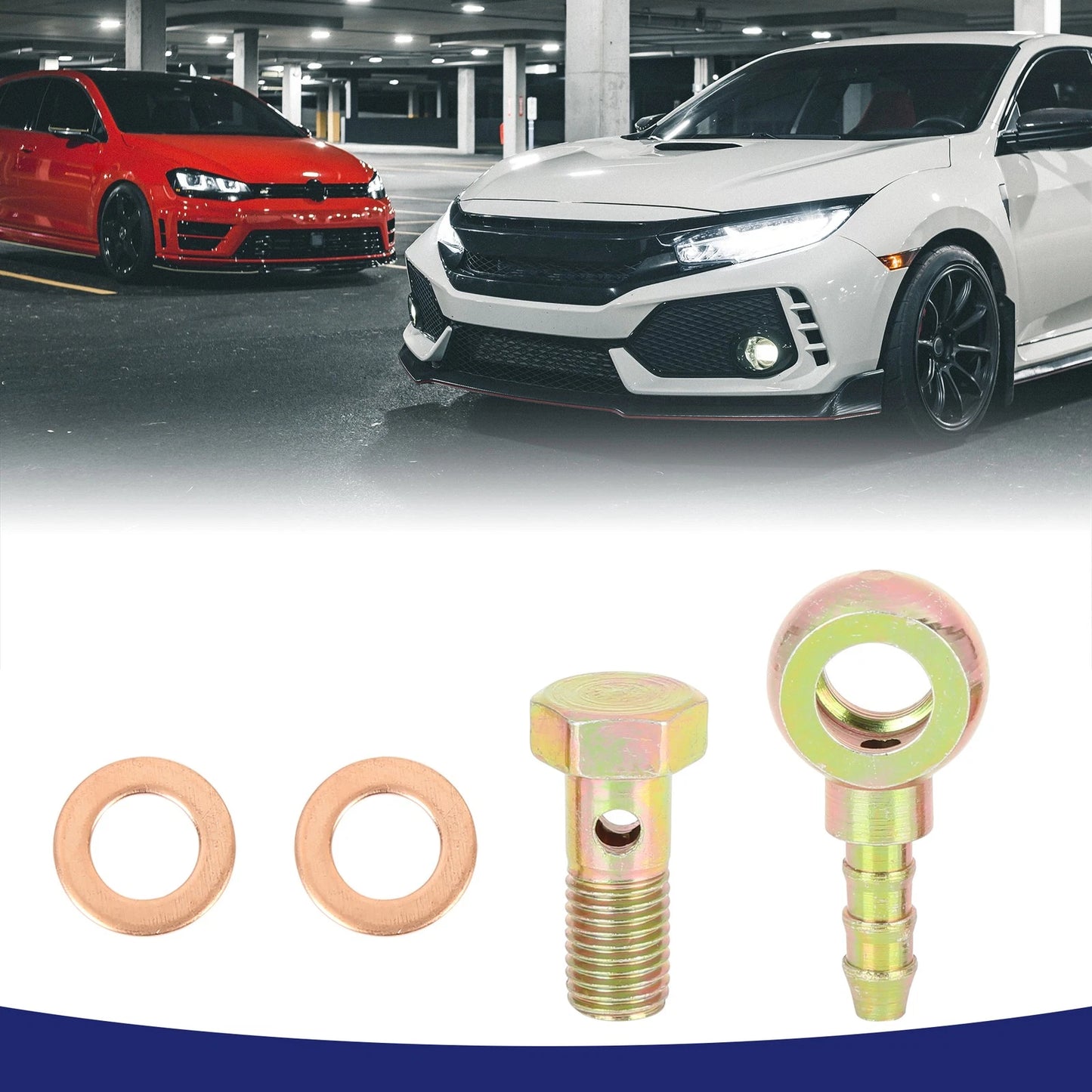 8mm Banjo Hose Barb Bolt Fittings Banjo Bolt Washer for Motorcycle Car