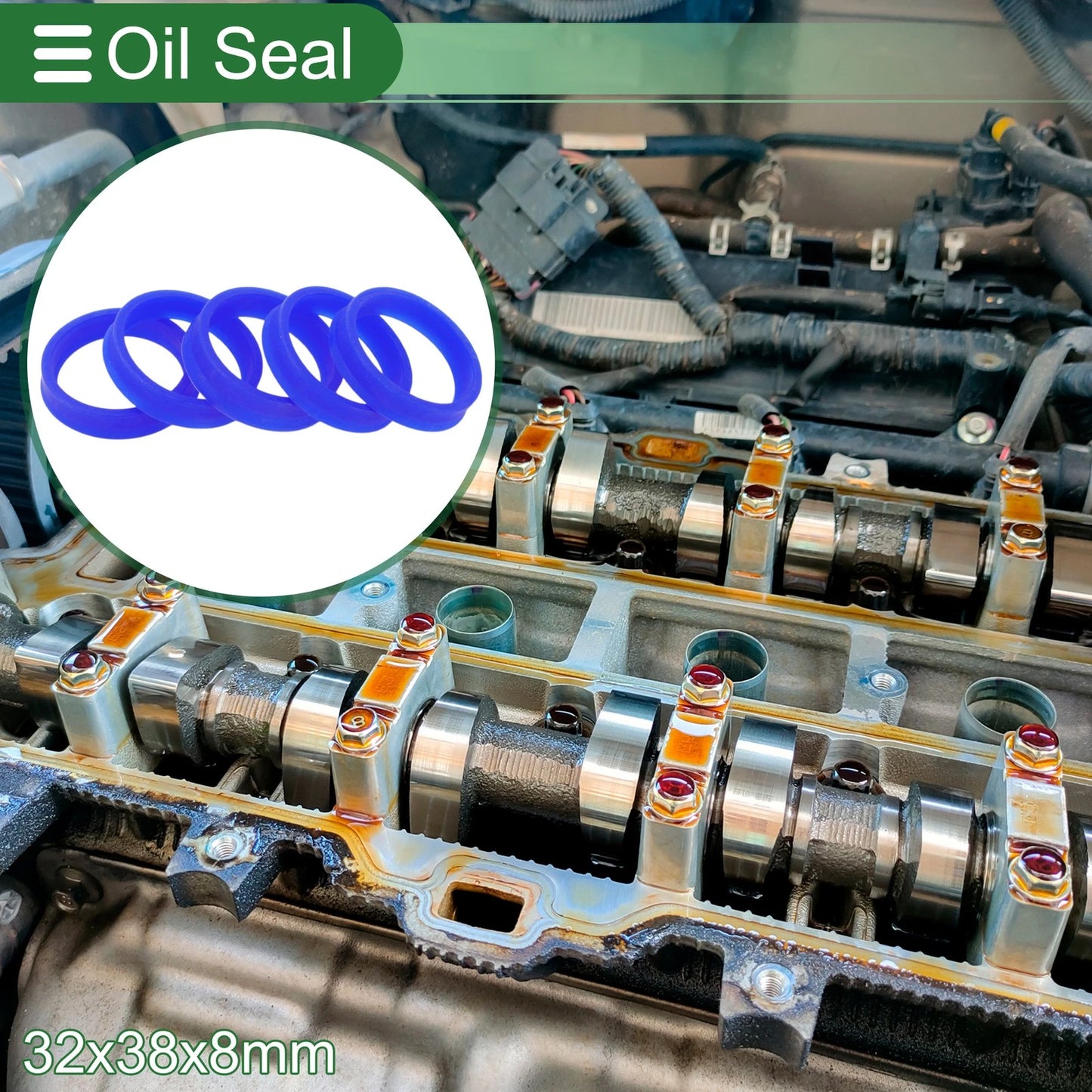 Oil Seal 32x38x8mm TPU Rotary Shaft Seal High Pressure Blue 5 Pcs